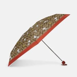 Coach X Peanuts Uv Protection Mini Umbrella In Signature Snoopy Woodstock Print